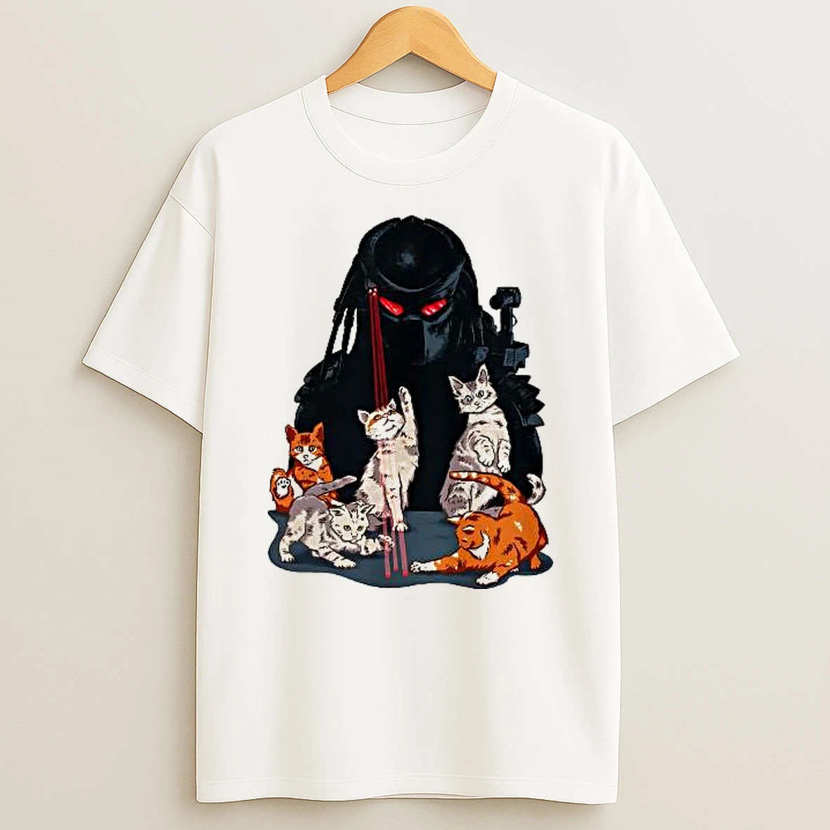 Predator Laser Cat Cartoon Woman Shirts