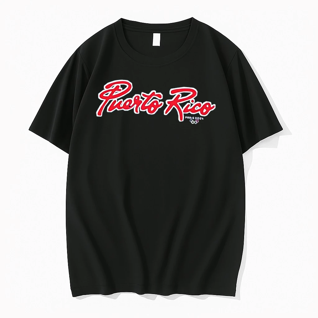 Puerto Rico Olympic Paris 2024 Red Script Logo Summer Sports Fan Shirts