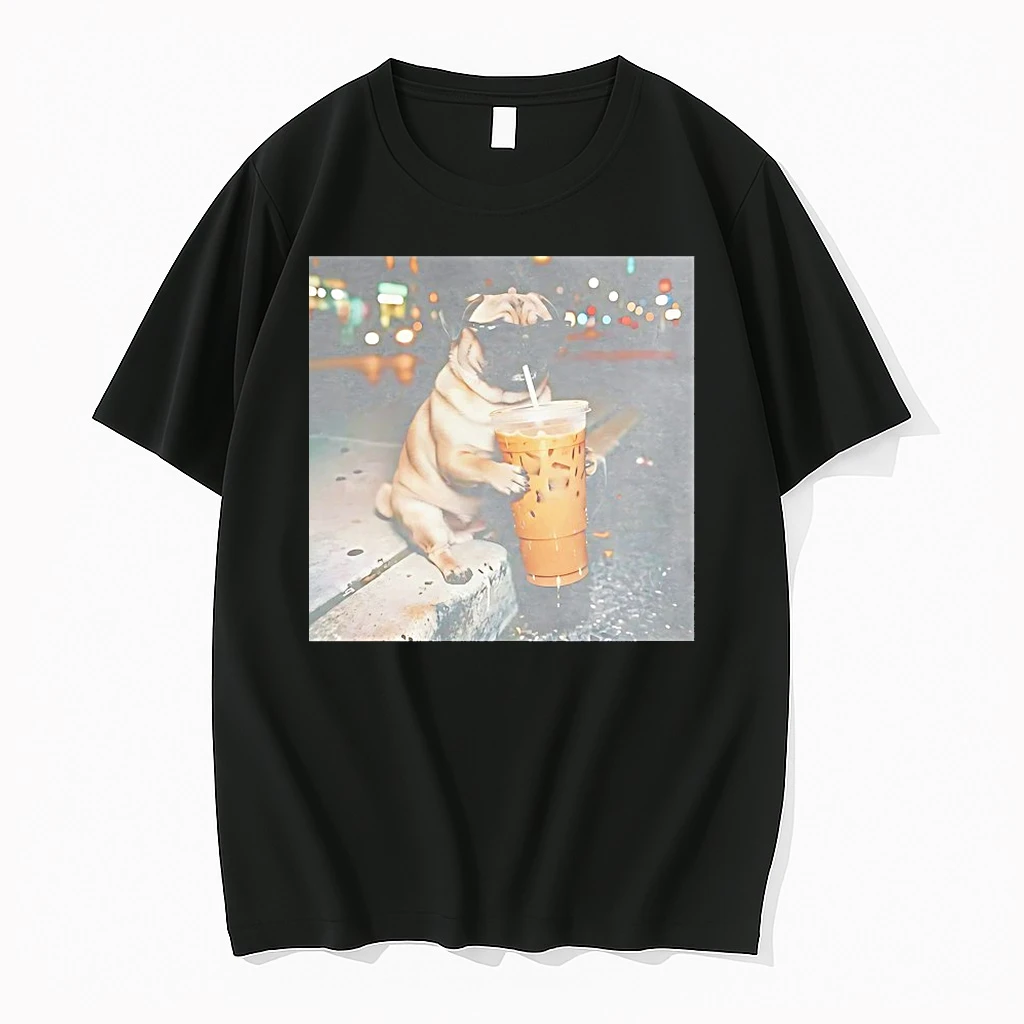Pug Drinking Iced Coffee Shirts