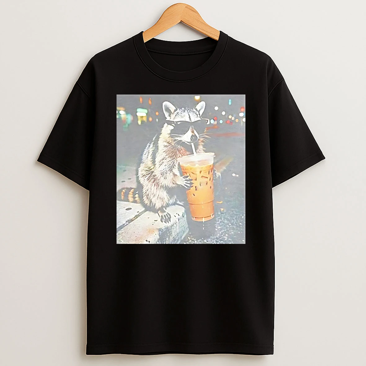 Raccoon Drinking Iced Coffee Shirts