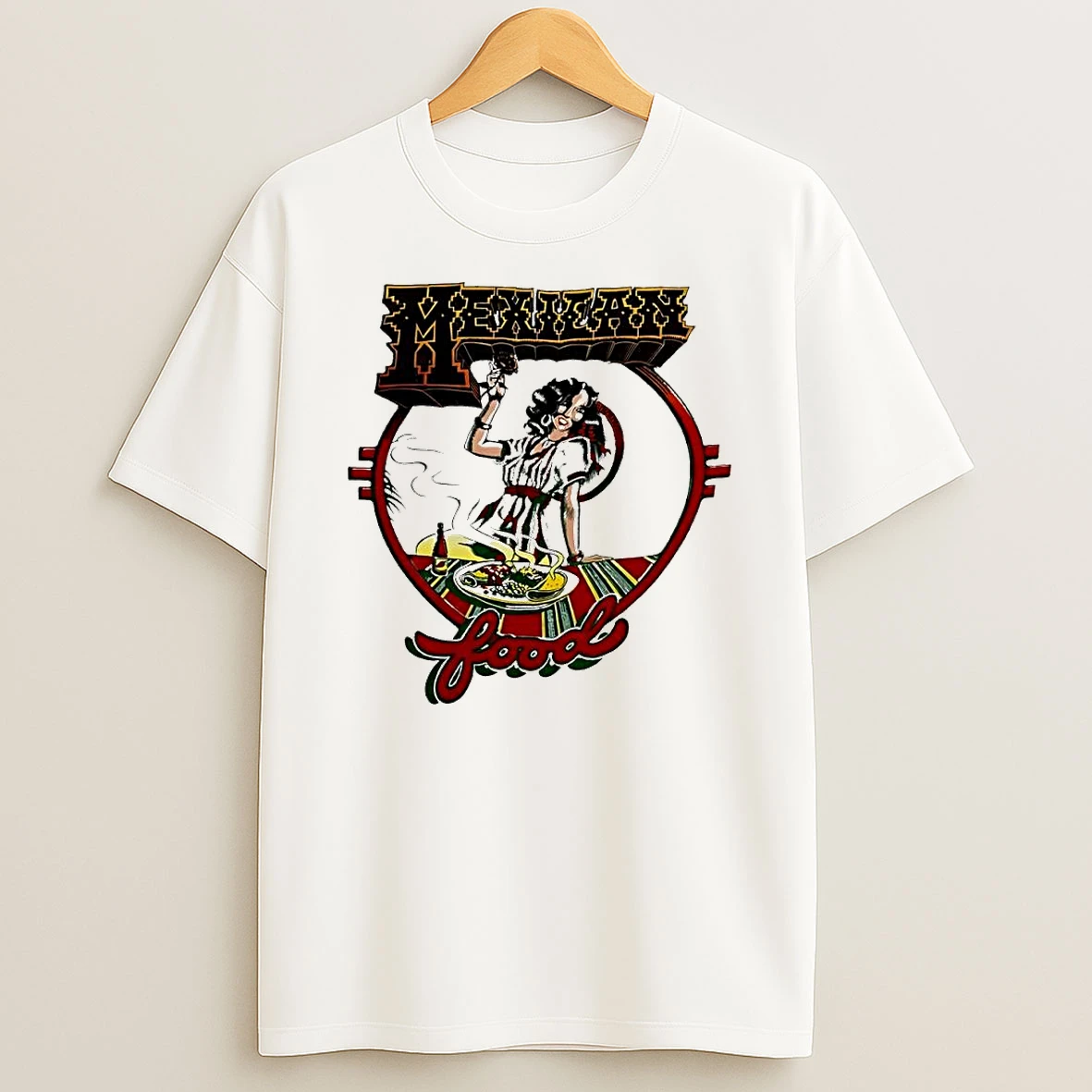 Rick Griffin Mexican Food Woman Roses Plate Graphic Shirts