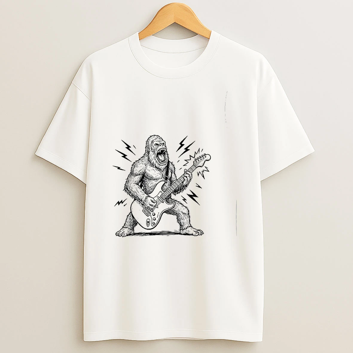 Rock And Roll Bigfoot Electric Guitar Sketch Woman Shirts