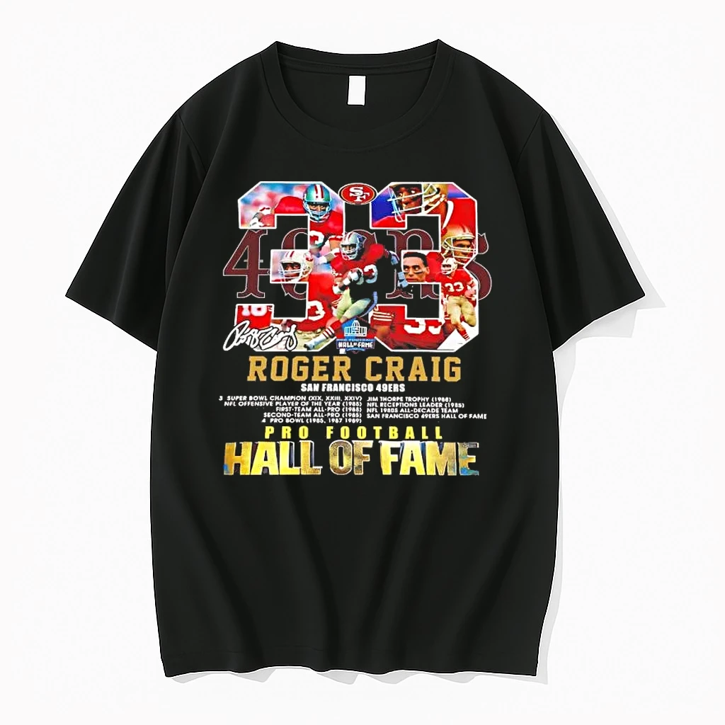 Roger Craig Pro Football Hall Of Fame Signature San Francisco 49ers Tee Shirts