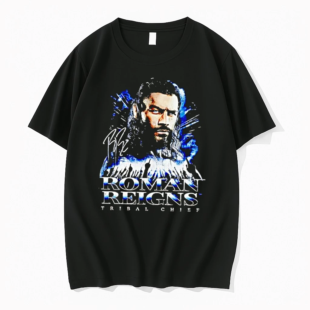 Roman Reigns Tribal Chief Blue Smoke Signature Crowd Silhouette Shirts