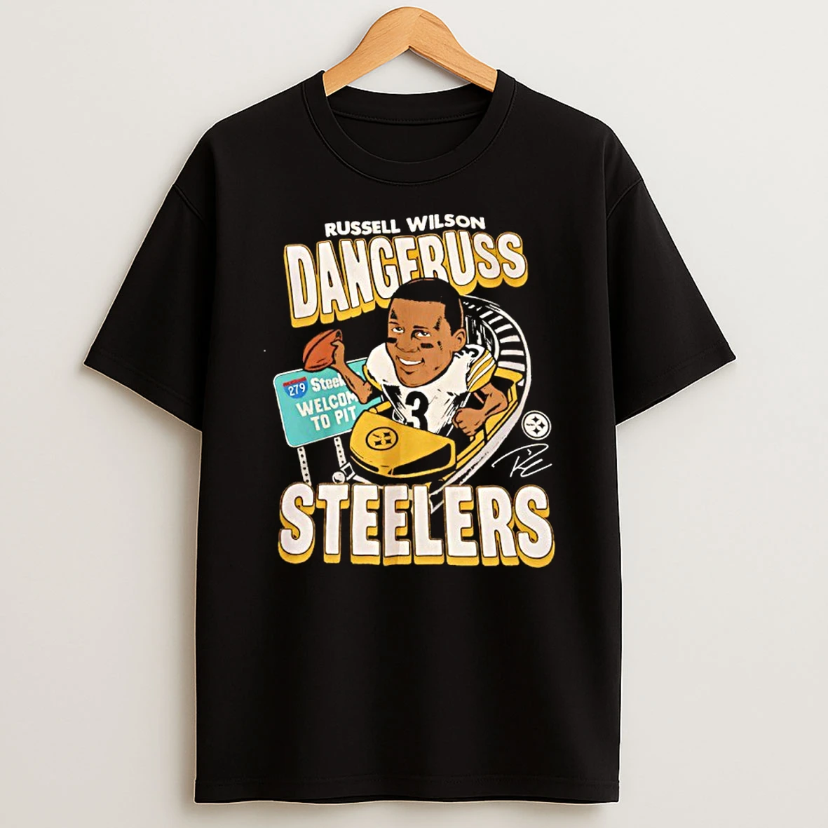 Russell Wilson Dangeruss Pittsburgh Steelers Signature Caricature Shirts