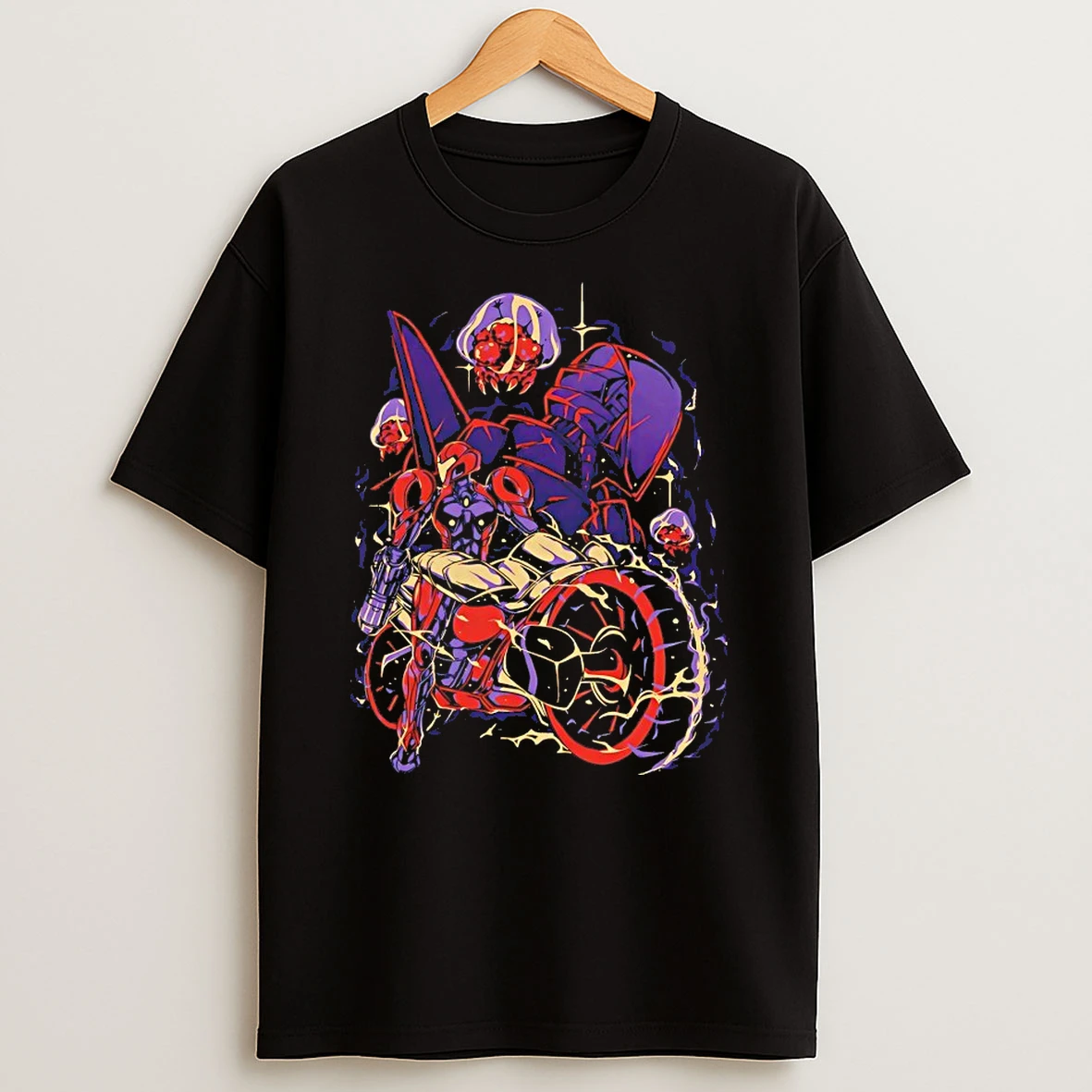 Samus Aran And Her Vi O La Motorcycle Metroid Prime 4 Beyond Under New Stars Shirts