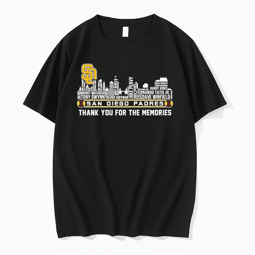 San Diego Padres Players Names City Skyline Thank You For The Memories Tee Shirts