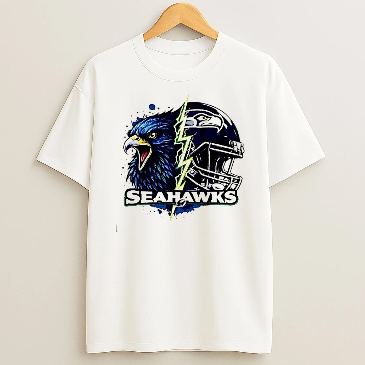 Seahawks Eagle Head Lightning Bolt Helmet Split Graphic Shirts