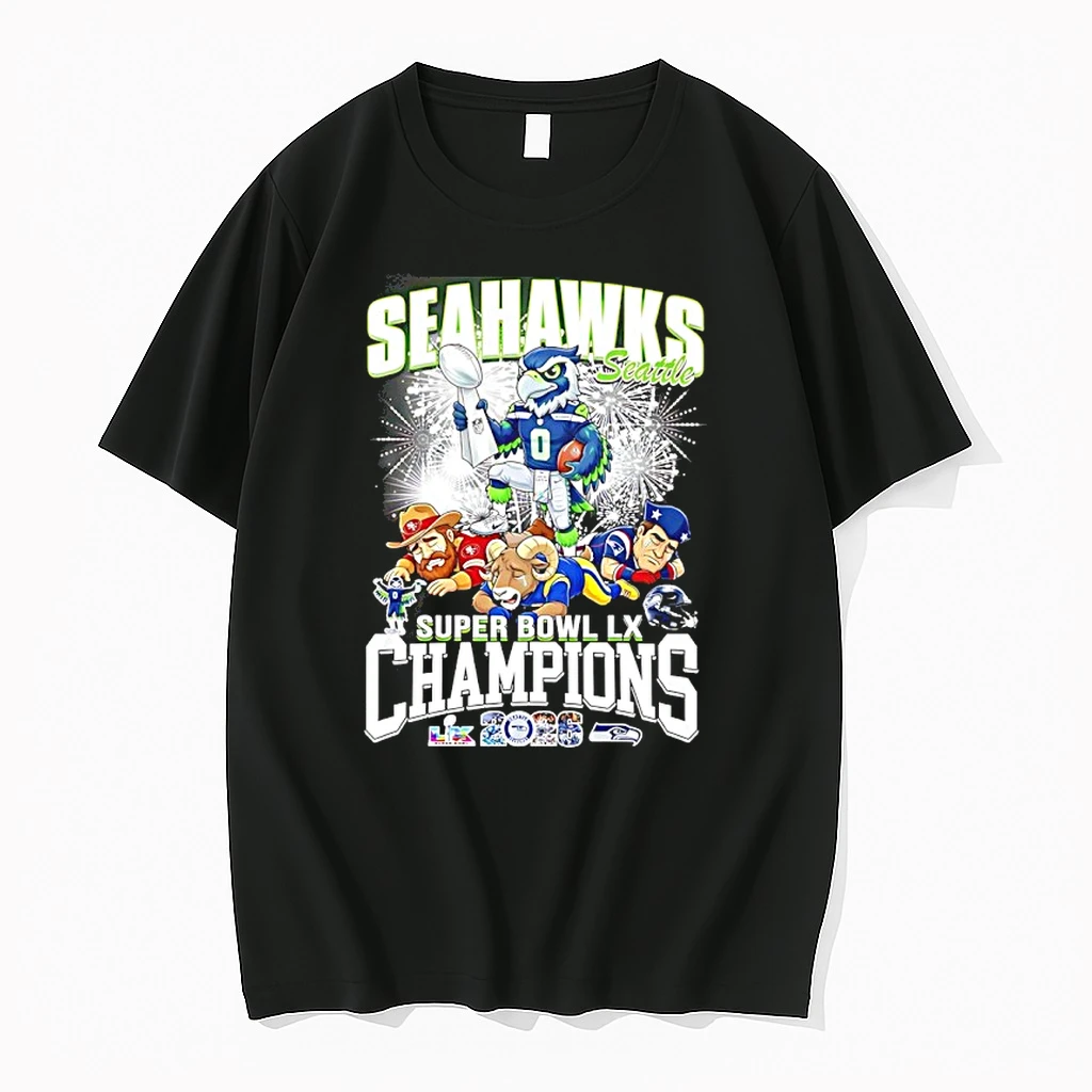 Seahawks Beat 49ers Rams And Patriots Win Super Bowl Lx Champions Mascot Shirts