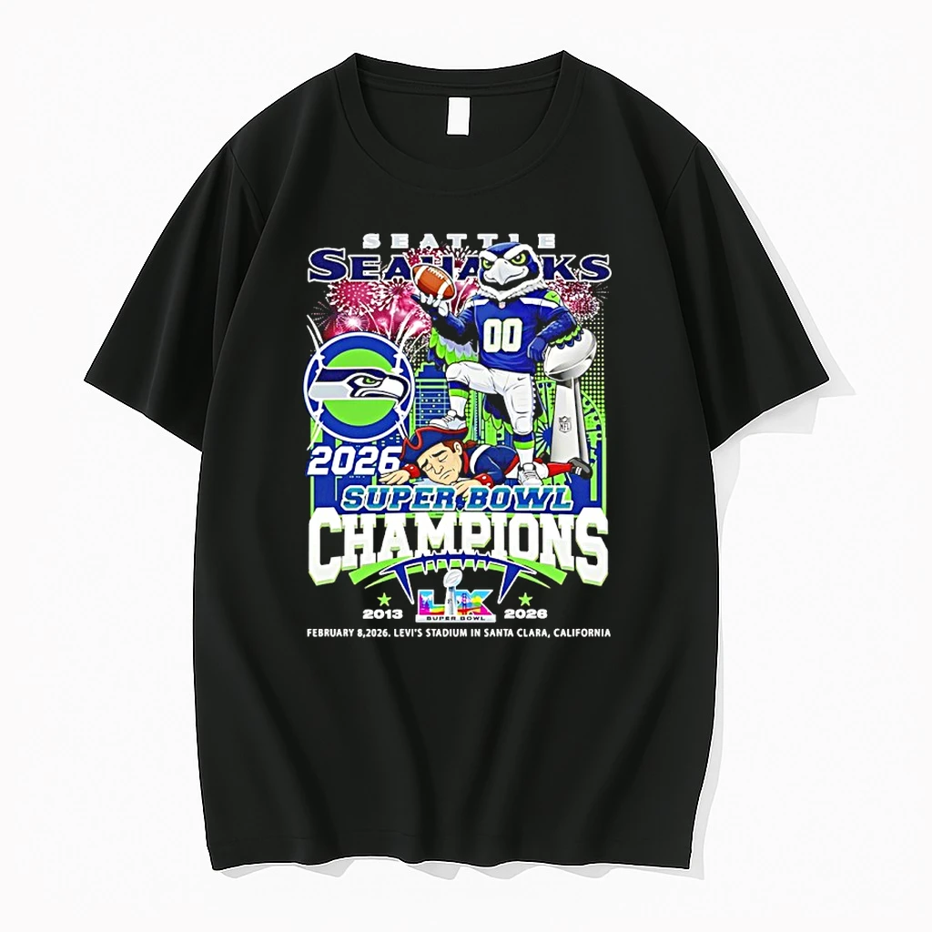 Seahawks Beat Patriots 2026 Super Bowl Lx Champions Mascot Shirts