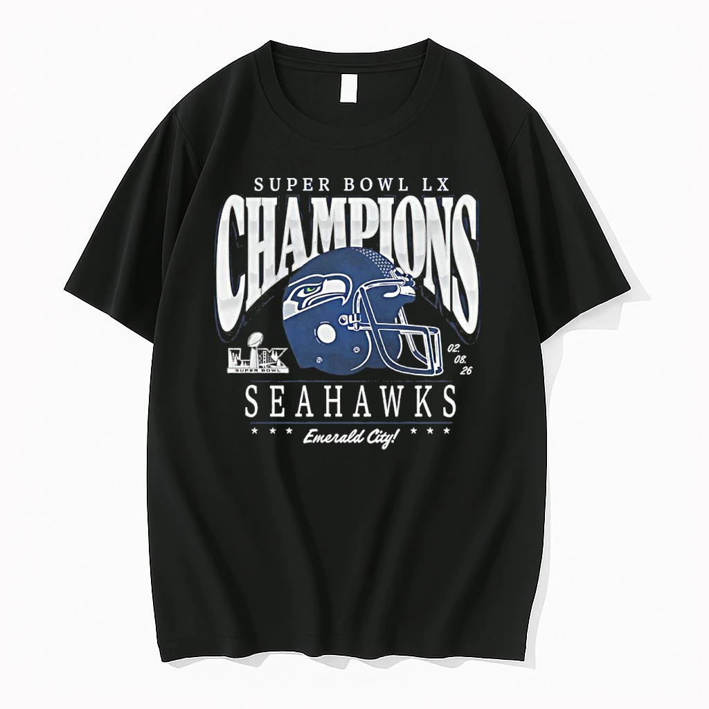 Seattle Seahawks 02 08 26 Super Bowl Lx Champions Emerald City Helmet Shirts