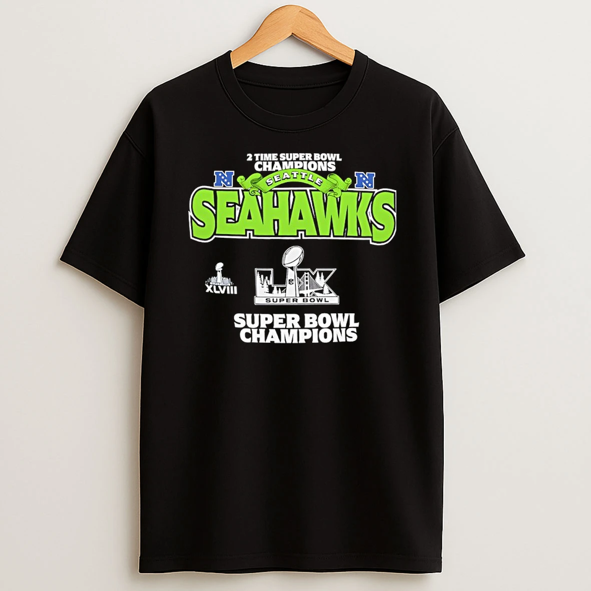 Seattle Seahawks 2 Time Super Bowl Xlviii And Lx Champions Shirts
