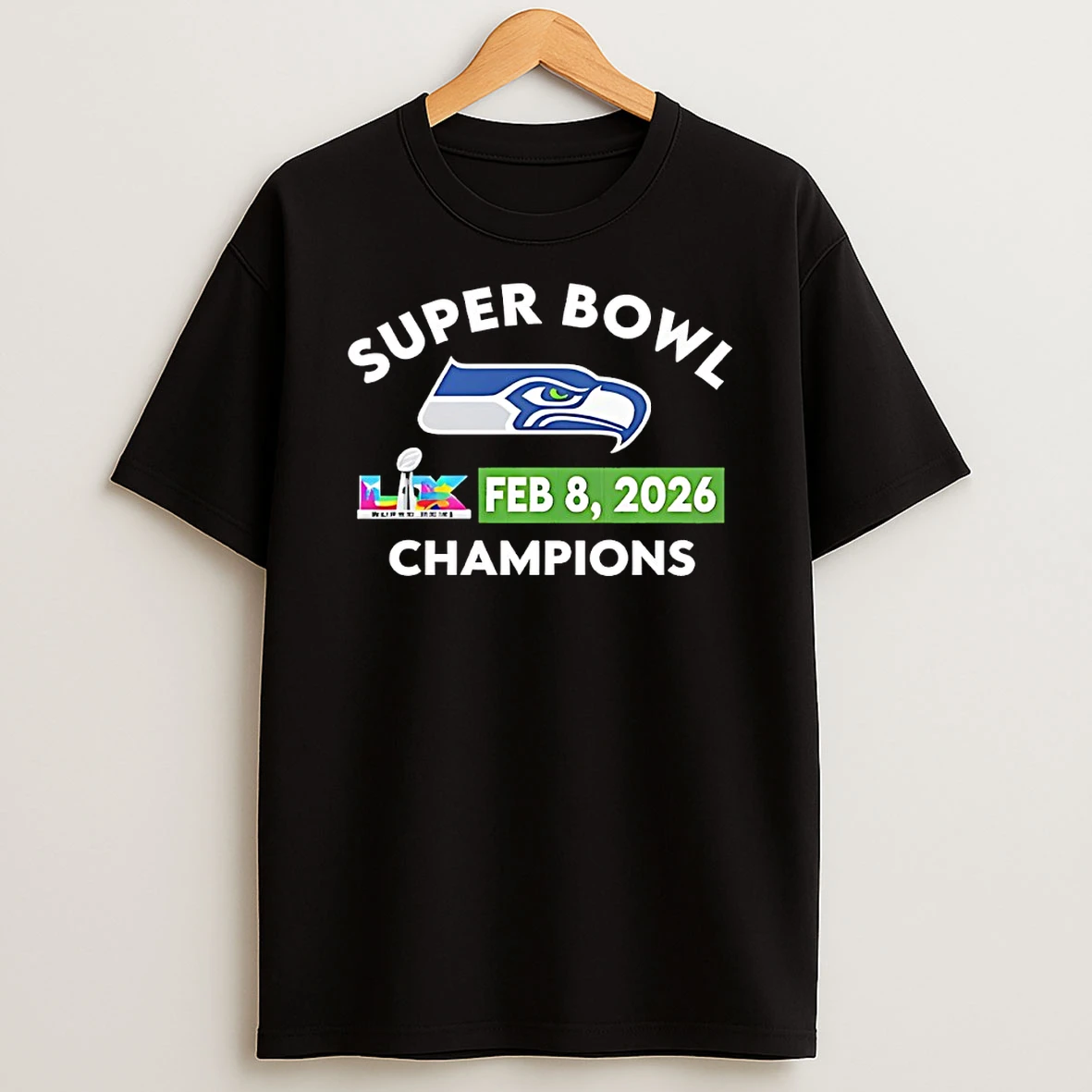 Seattle Seahawks 2025 Super Bowl Lx Champions Celebrate Feb 8 2026 Logo Shirts