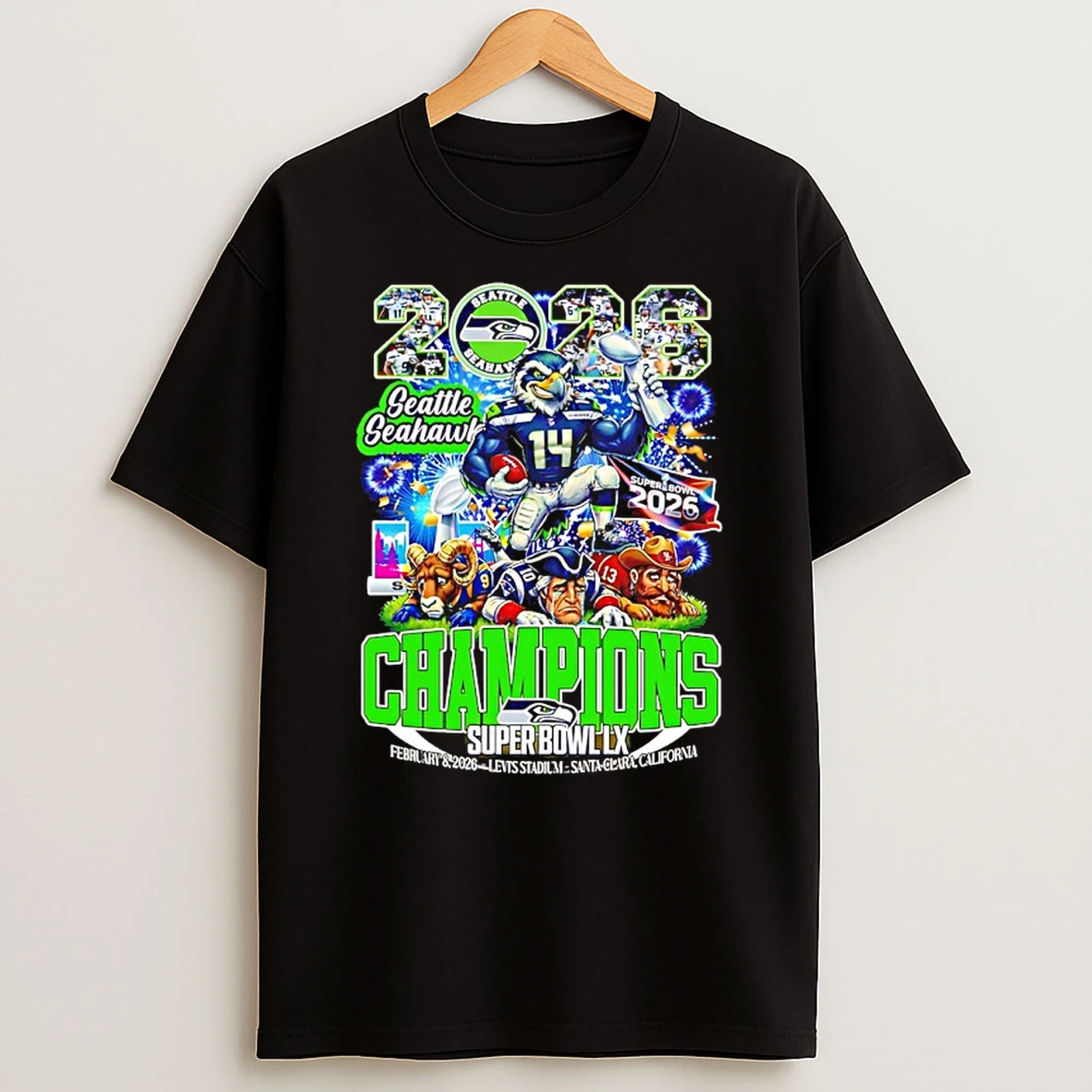 Seattle Seahawks 2026 Super Bowl Lx Champions Mascot Shirts