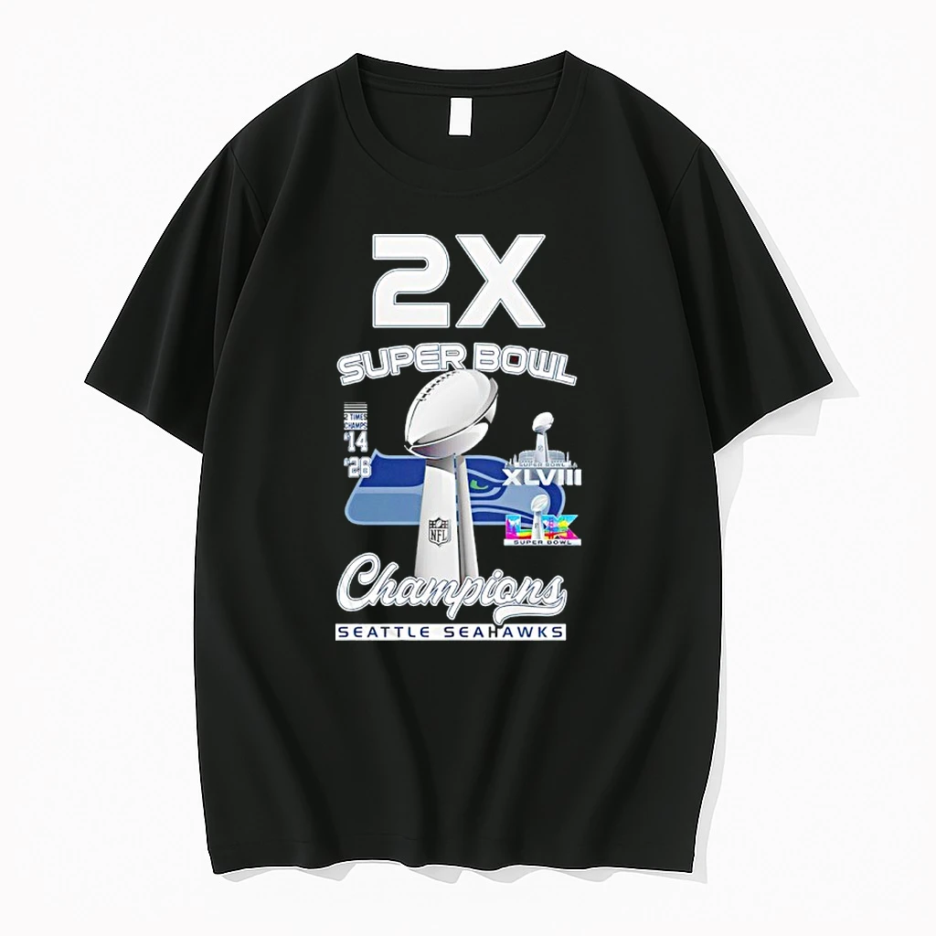 Seattle Seahawks 2x Super Bowl Champions 2 Times Champs 2014 2026 Shirts