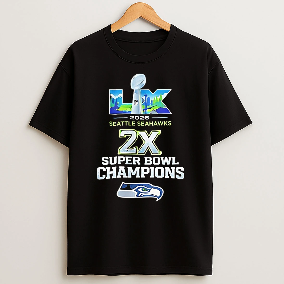 Seattle Seahawks 2x Super Bowl Champions 2026 Graphic Shirts