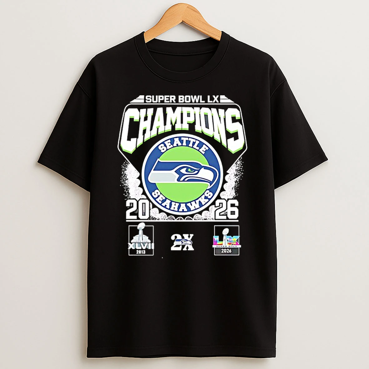 Seattle Seahawks 2x Super Bowl Lx Champions 2026 Logo Shirts