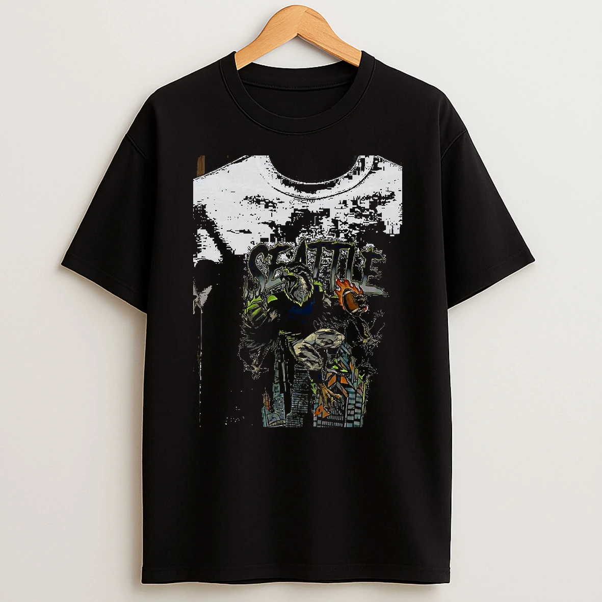 Seattle Seahawks Beast Bird Character Skyline Football Sports Fan Shirts