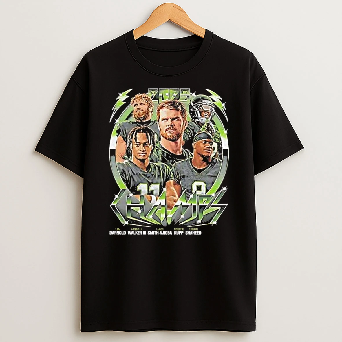 Seattle Seahawks Darnold Walker Iii Smith Njigba Kupp And Shaheed 2025 Champs Shirts