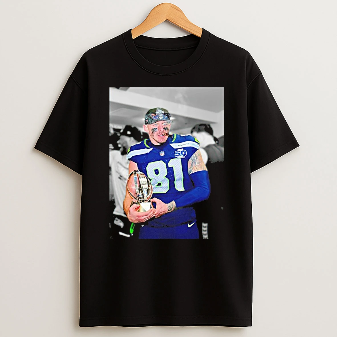 Seattle Seahawks Eric Saubert Smoking Cigar With Cup Shirts