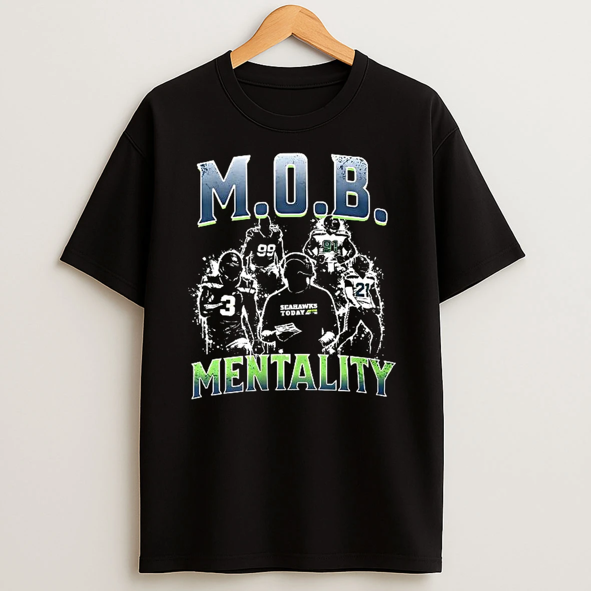 Seattle Seahawks Nfl Mob Mentality Football Player Silhouette Woman Shirts