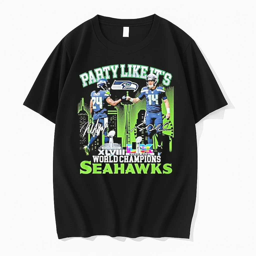 Seattle Seahawks Party Like Its World Champions Xlviii And Lx Shirts
