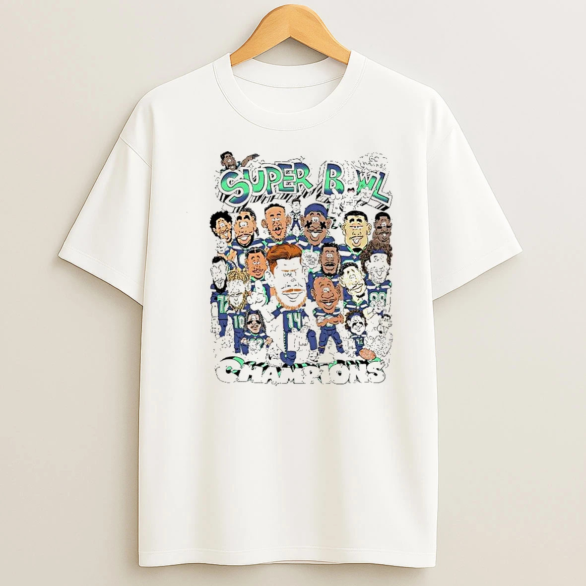 Seattle Seahawks Super Bowl Champions Go Hawks Cartoon Team Shirts