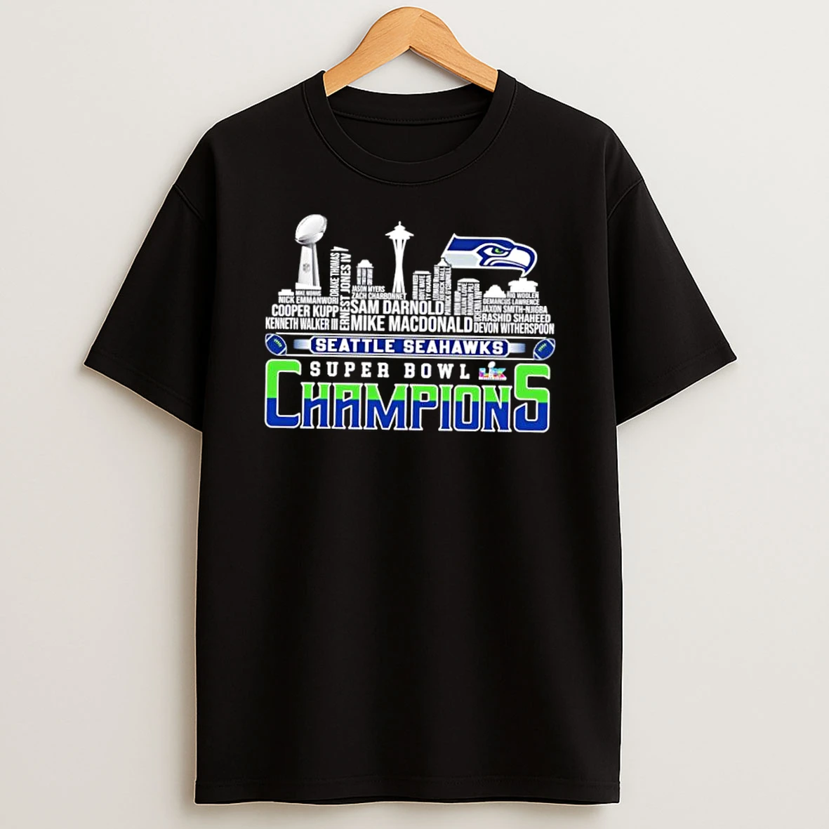 Seattle Seahawks Super Bowl Champions Mike Macdonald Sam Darnold Shirts