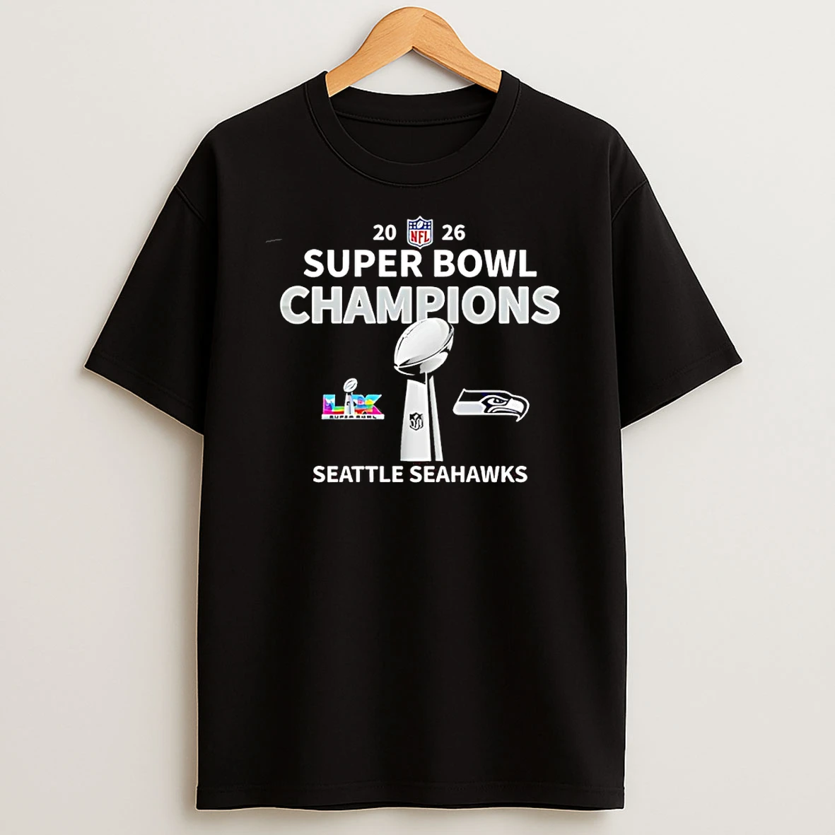 Seattle Seahawks Super Bowl Lx Champions 2026 Nfl Troyphy Center Shirts