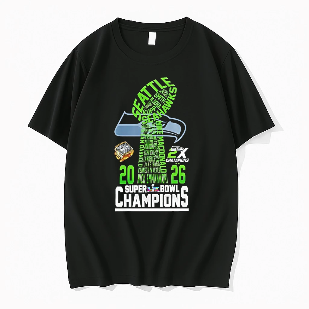 Seattle Seahawks Super Bowl Lx Champions 2026 Trophy Shape 2x Champions Shirts