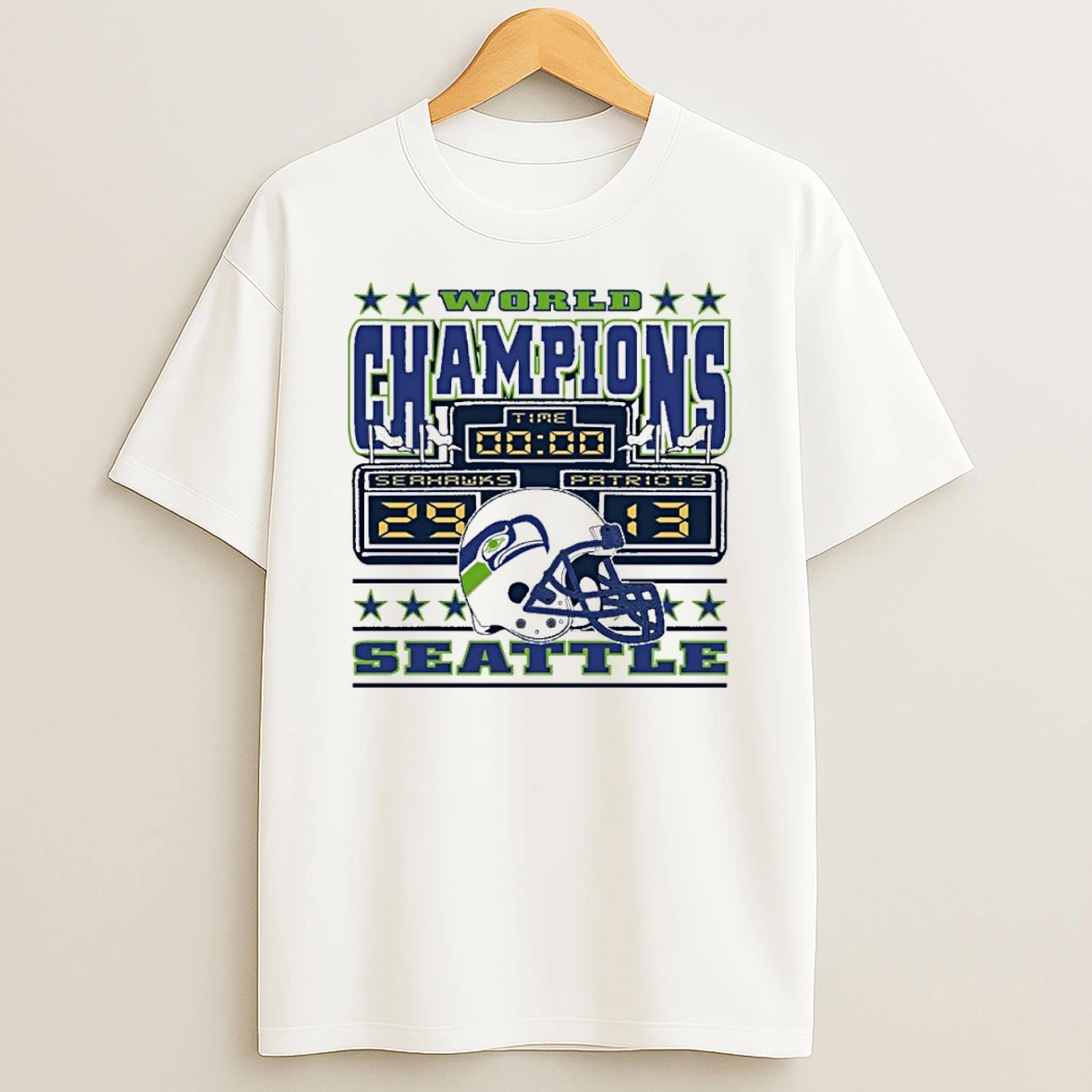 Seattle Seahawks Super Bowl Lx Champions Scoreboard Shirts