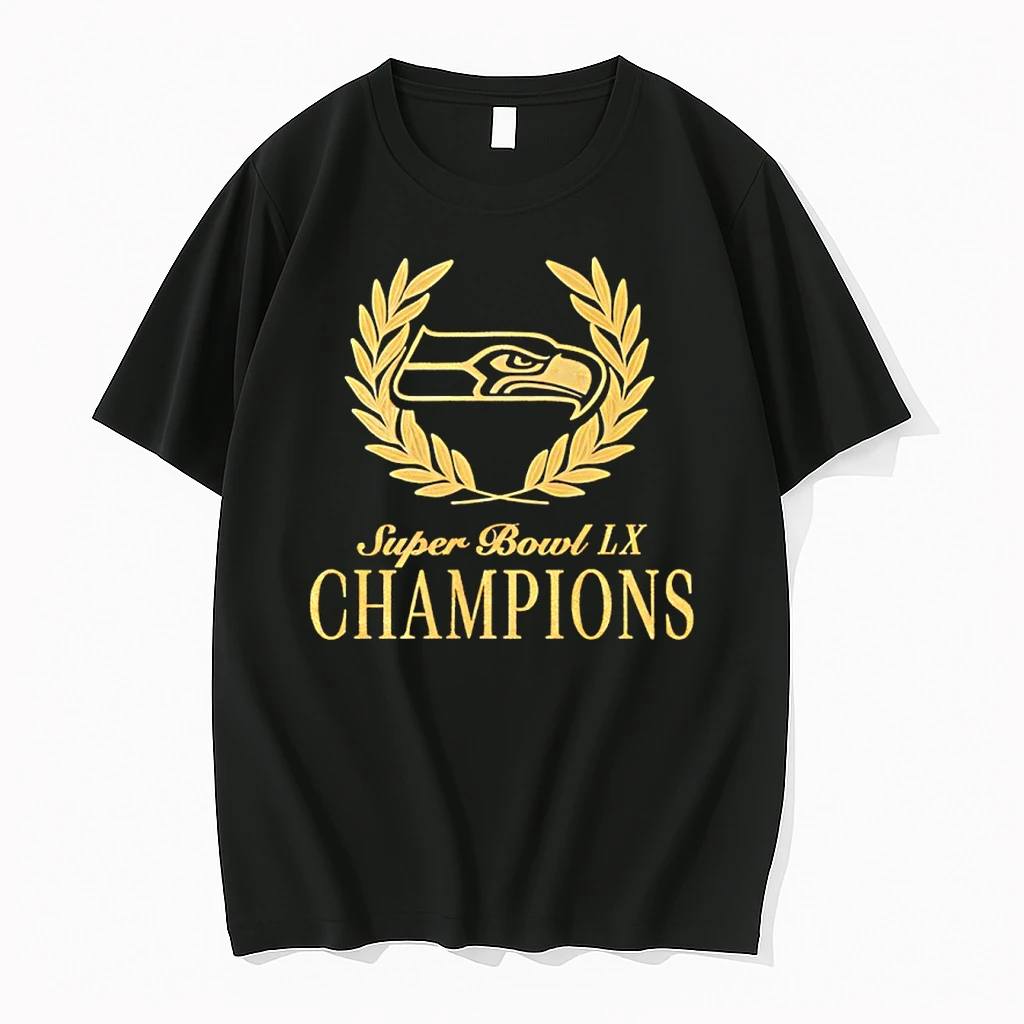 Seattle Seahawks Super Bowl Lx Champions Usa 250 Nfl Gold Logo Shirts