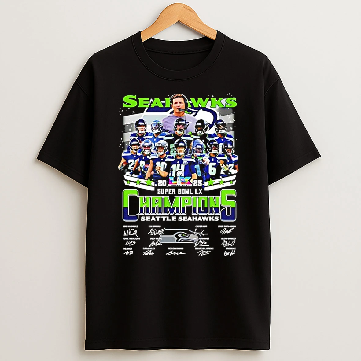Seattle Seahawks Super Bowl Lx Champions All Team Signatures Shirts
