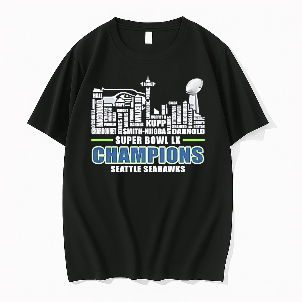 Seattle Seahawks Super Bowl Lx Champions Players Names City Skyline Shirts