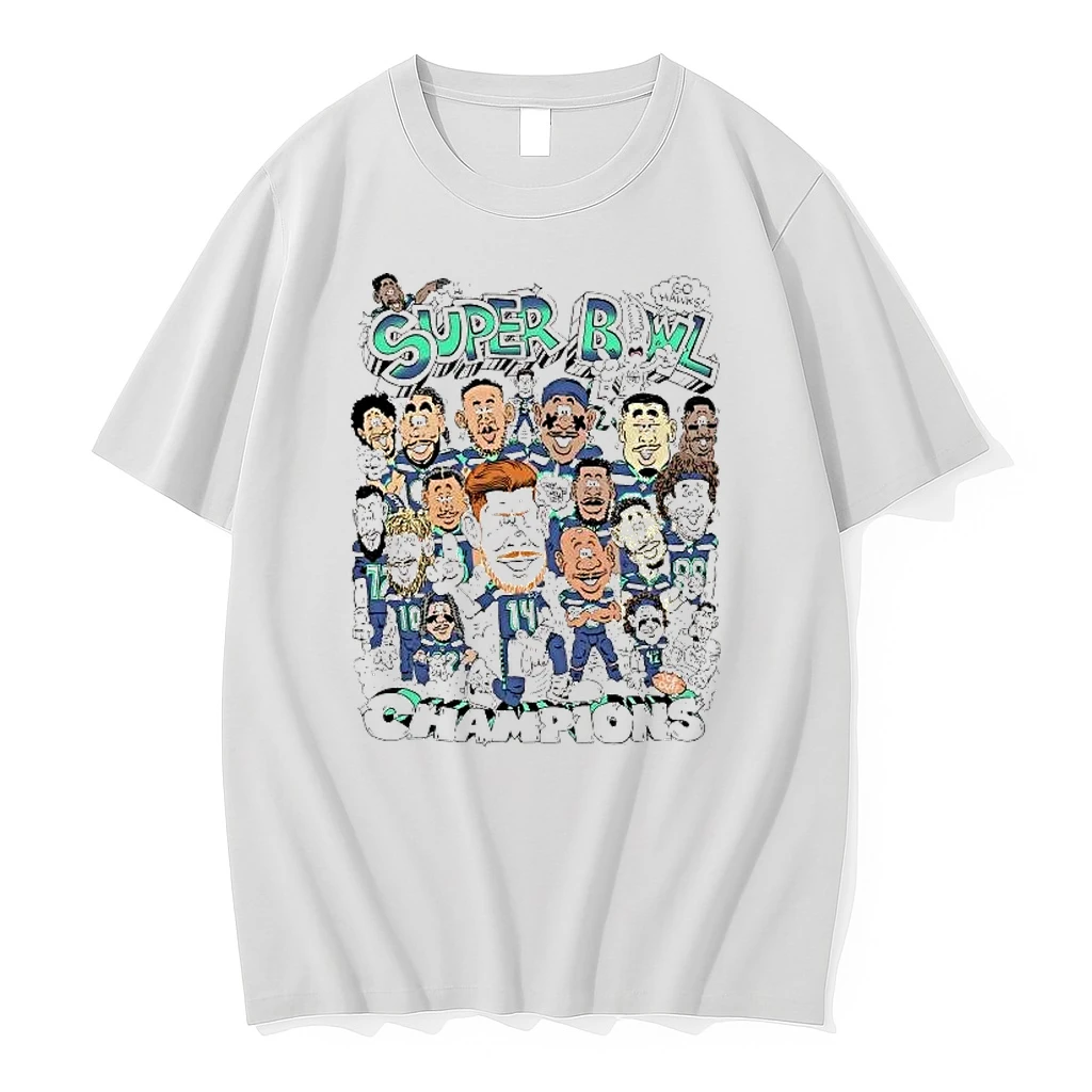 Seattle Seahawks Super Bowl Lx Champions Team Players Caricature Shirts