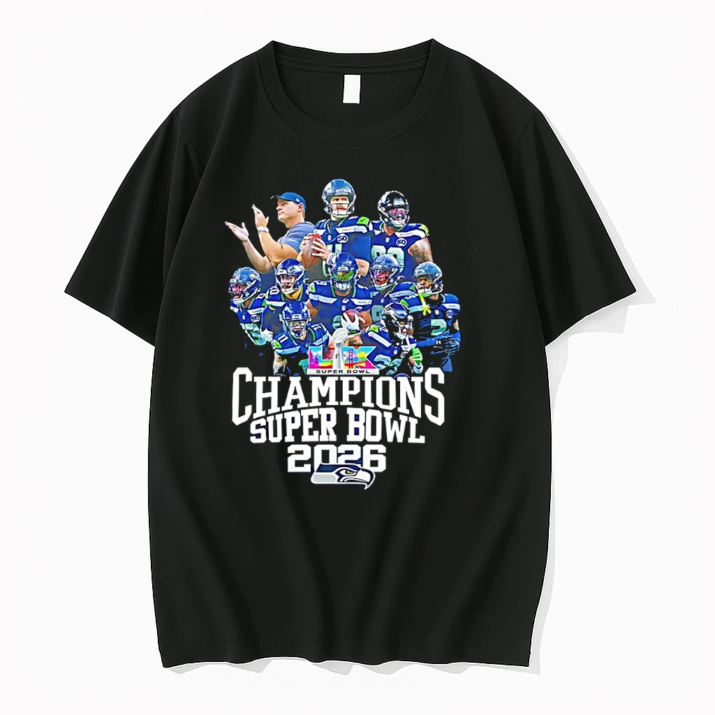 Seattle Seahawks Coach And Players Super Bowl Lx Champions 2026 Graphic Shirts