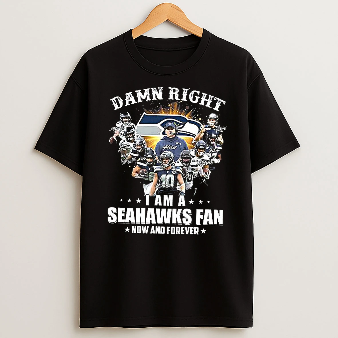 Seattle Seahawks Damn Right I Am A Seahawks Fan Now And Forever Signature Woman Shirts