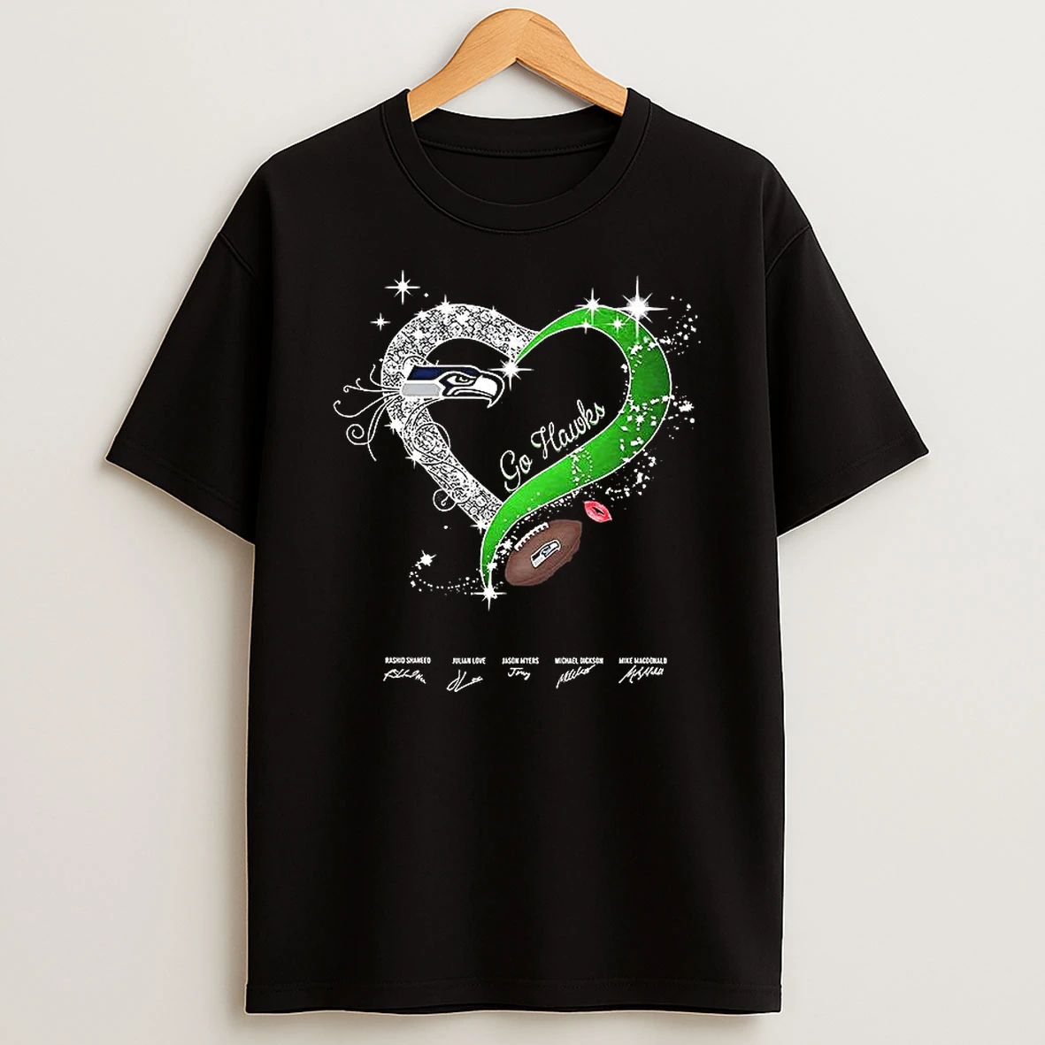 Seattle Seahawks Go Hawks Diamond Heart Woman Shirts