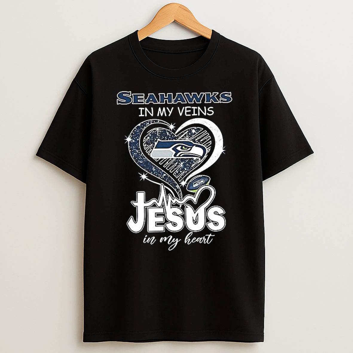 Seattle Seahawks In My Veins Jesus In My Heart 2026 Woman Shirts