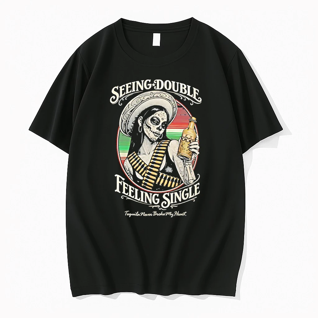 Sefing Double Feeling Single Tequila Never Broke My Heart Vintage Shirts