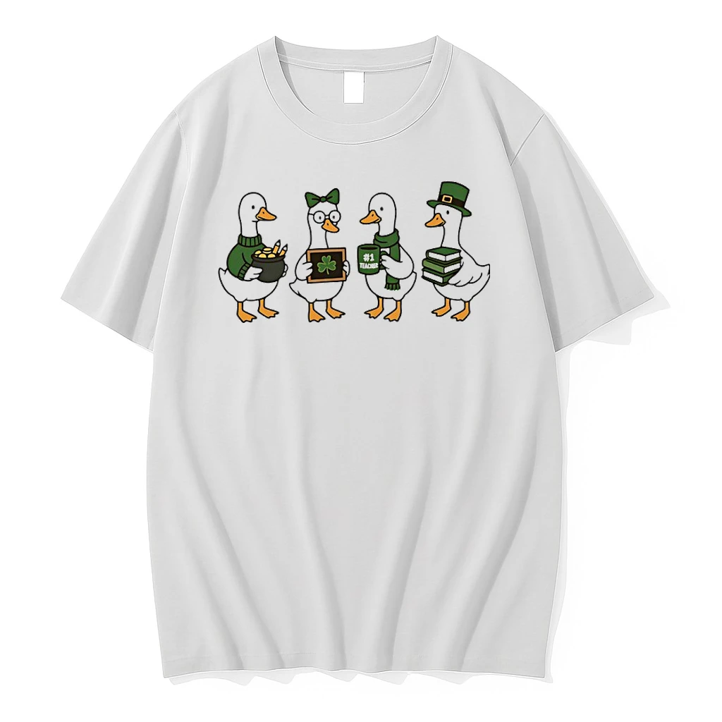 Shamrock Goose Teacher St Patricks Day Meme Shirts