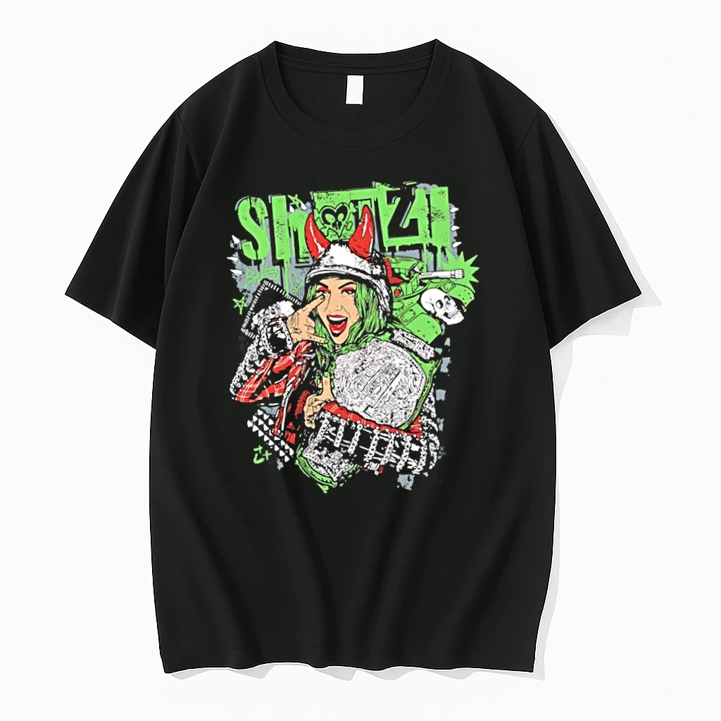 Shotzi Blackheart Womens Champion Green Hair Punk Rock Tank Skull Shirts