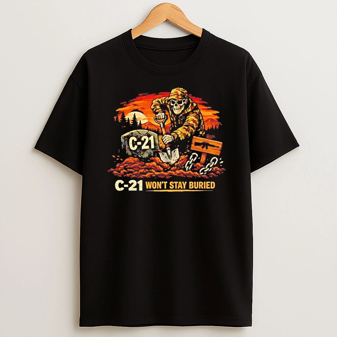 Skeleton Dig A Grave C 21 Wont Stay Buried Tee Shirts