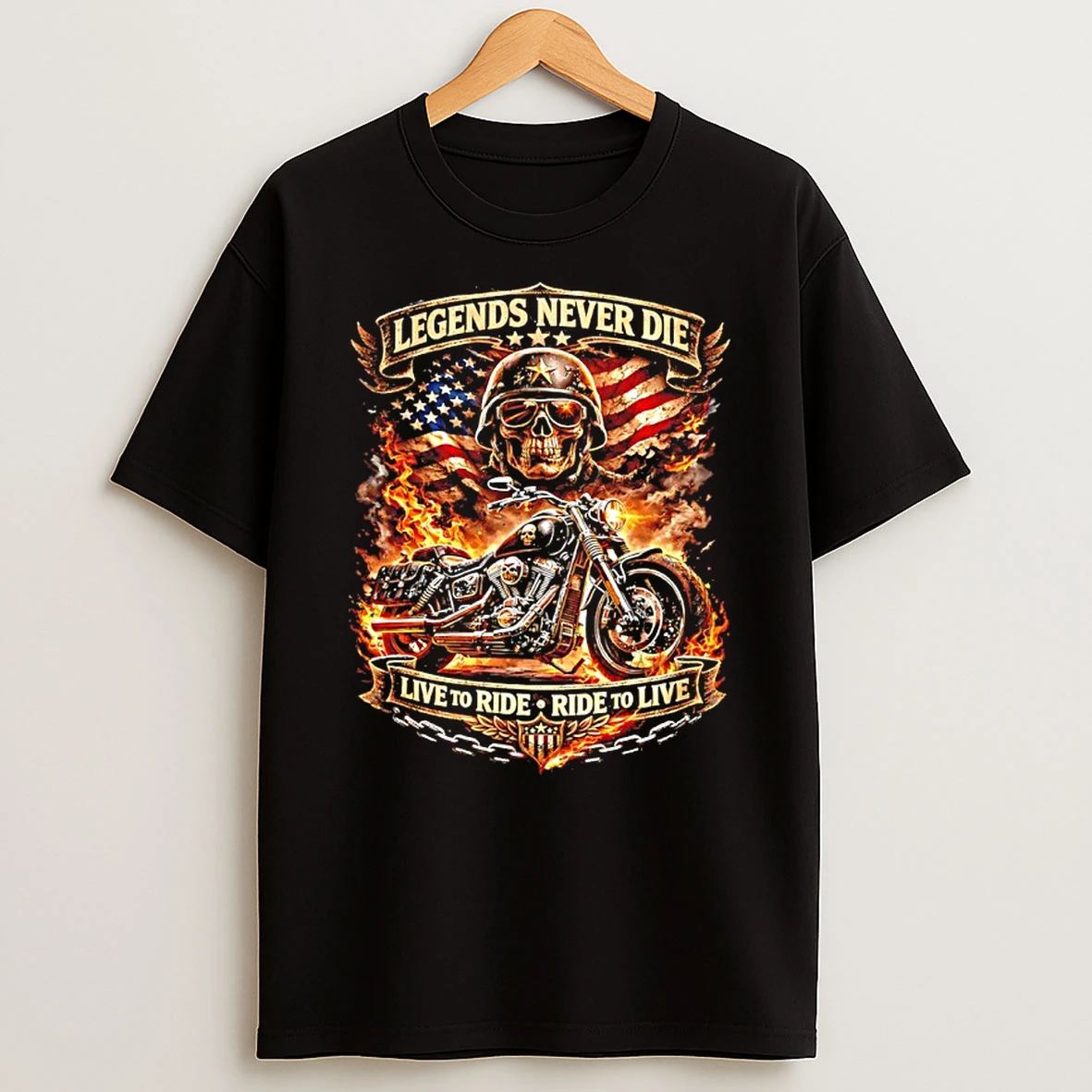 Skull Legends Never Die Live To Ride Ride To Live Shirts