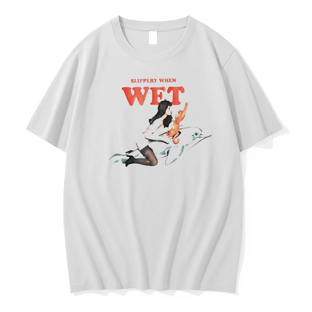 Slippery When Wet Pin Up Girl Riding Inflatable Dolphin Shirts
