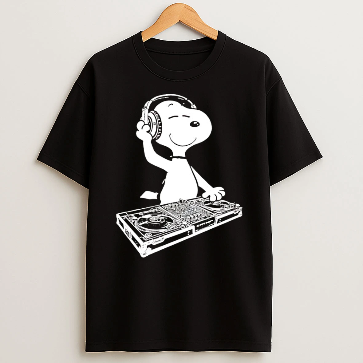 Snoopy Dj Mixing Music On Turntable Graphic Shirts