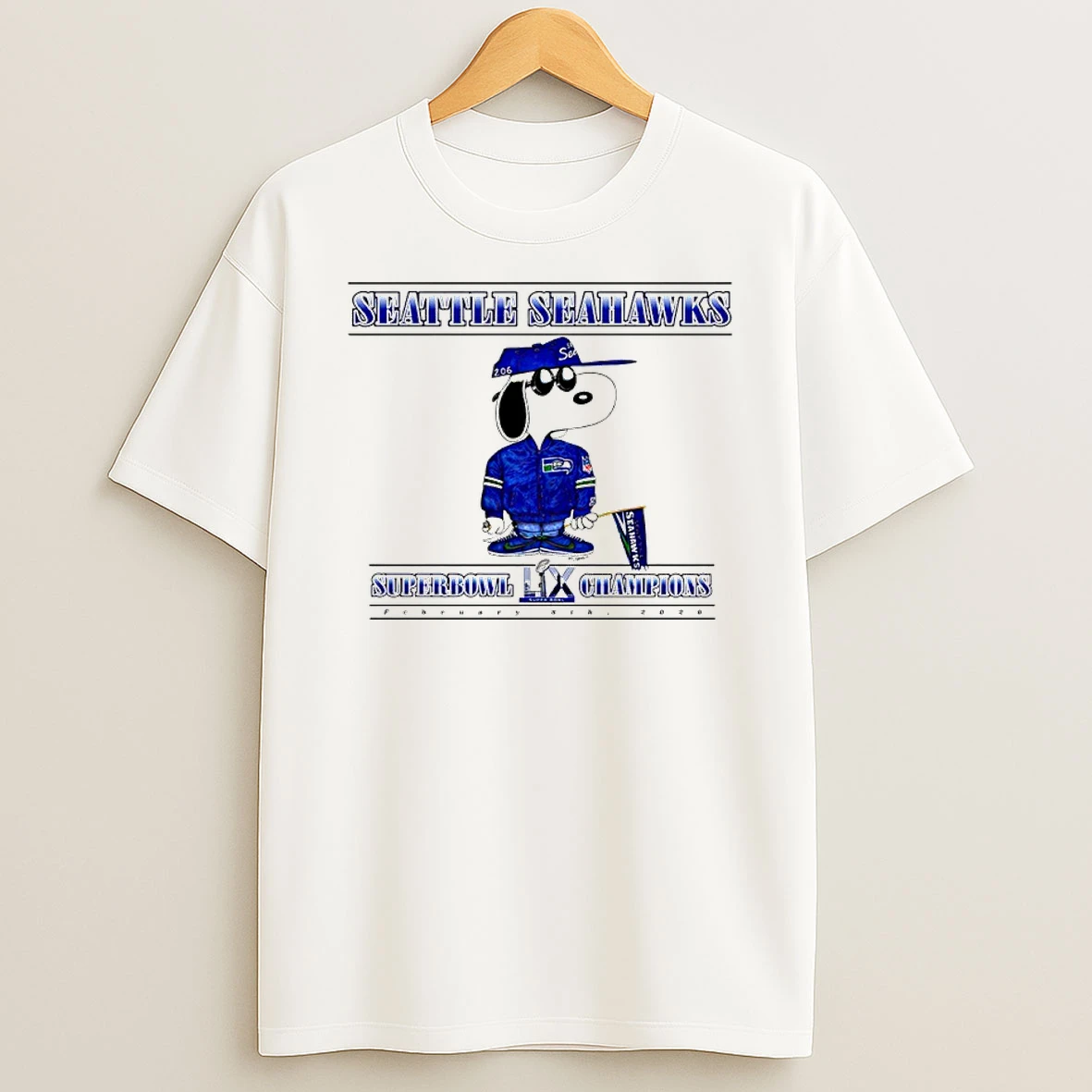 Snoopy Seattle Seahawks Super Bowl Champions 2026 Shirts