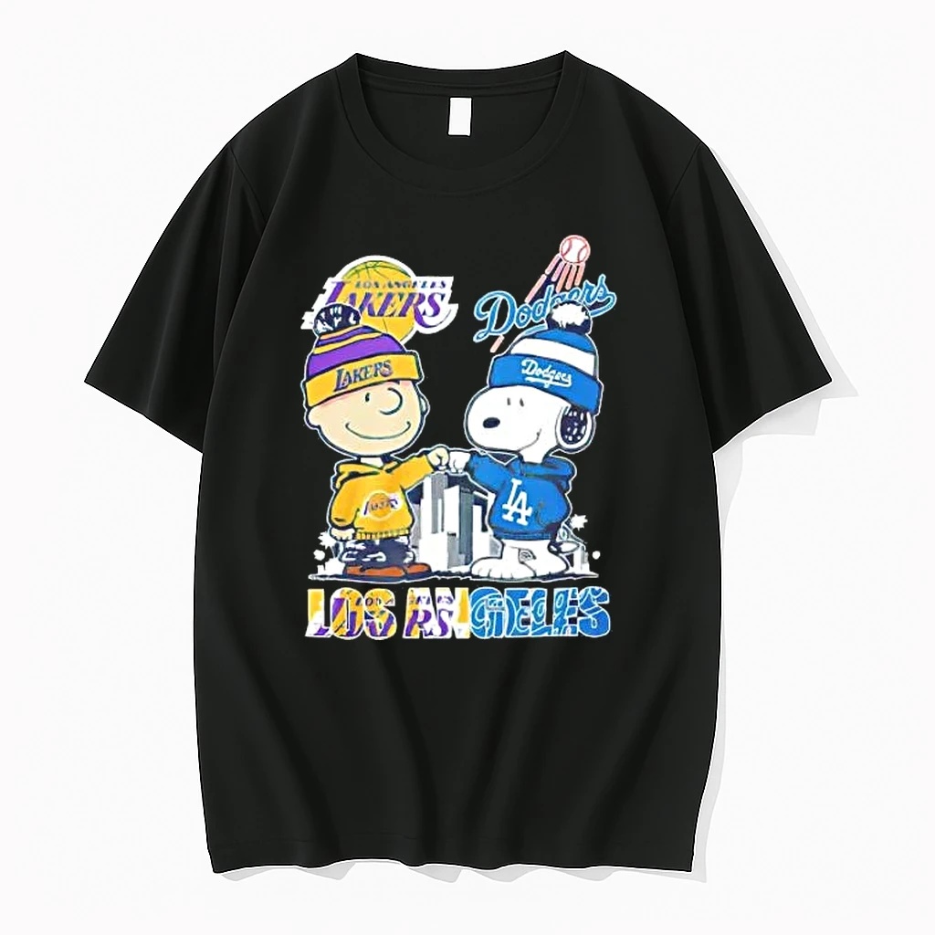Snoopy And Charlie Brown Los Angeles Lakers And Dodgers Skyline City Shirts