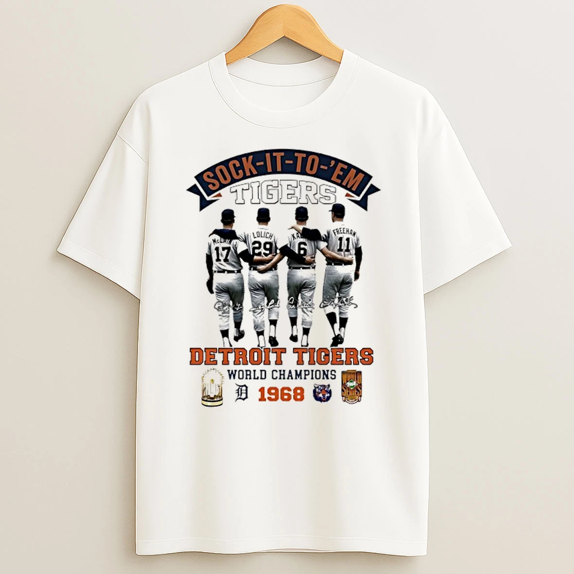 Sock It To Em Detroit Tigers World Champions 1968 Signatures Shirts