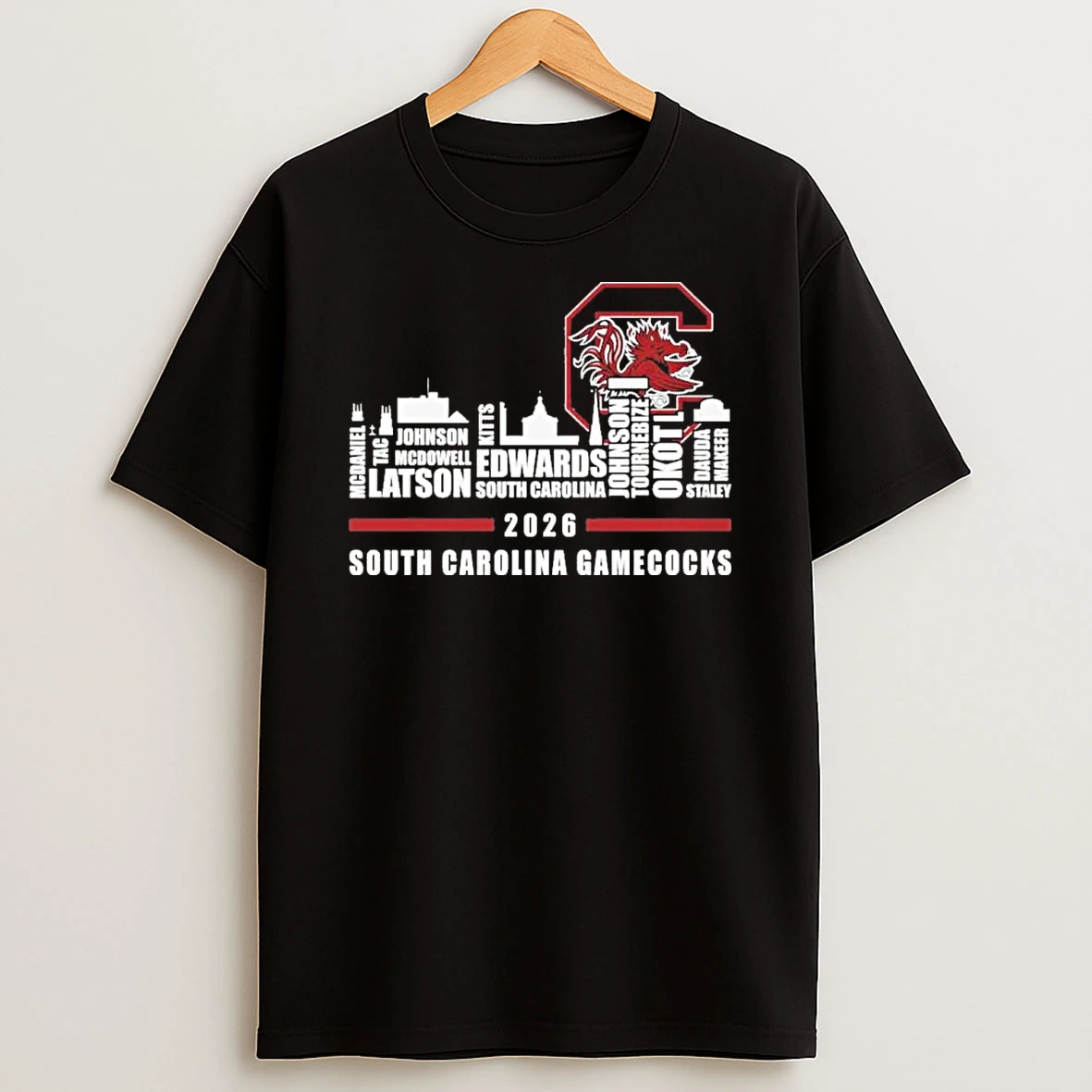 South Carolina Skyline 2026 South Carolina Gamecocks Players Name Shirts